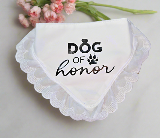 Medium Wedding Bandana - White - Dog Of Honor