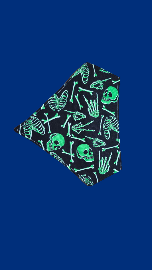 Medium Bandana - Green Skeleton Pattern