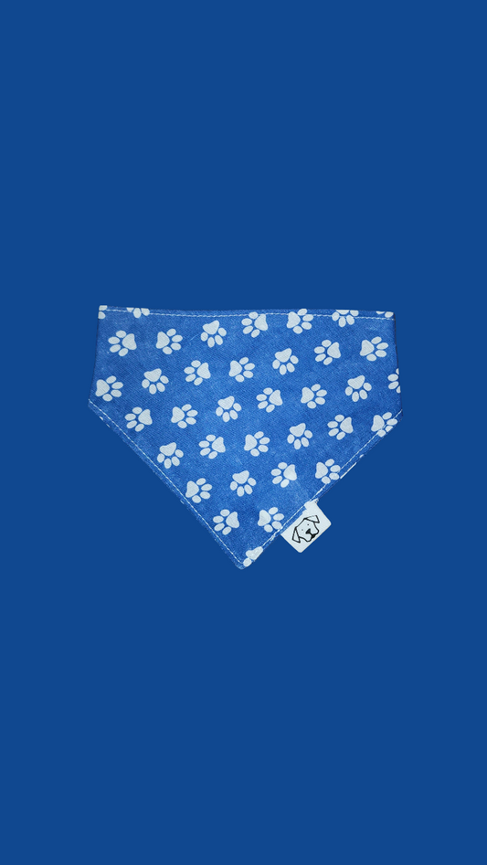 Small Bandana - Blue Paw Print Pattern