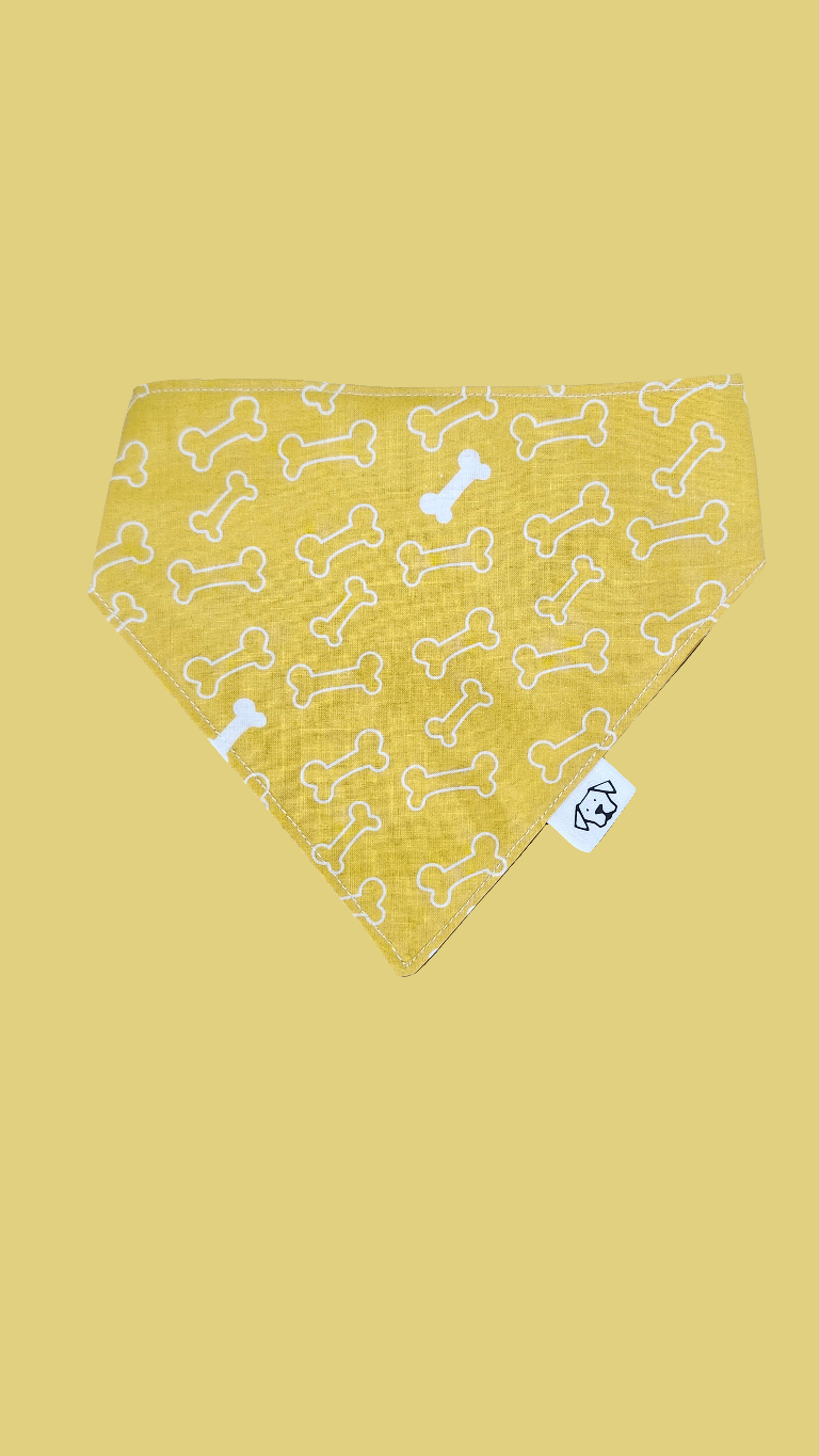 Large Bandana - Yellow Bone Pattern